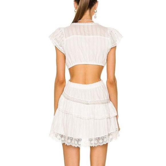 LoveShackFancy Audrina Mini Dress in White Lace - Picture 4 of 11